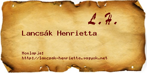Lancsák Henrietta névjegykártya